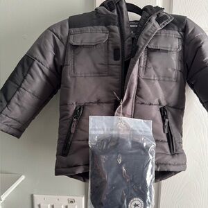 Rothschild Boys two tone Kids Puffer Jacket with fleece lining and fleece hat